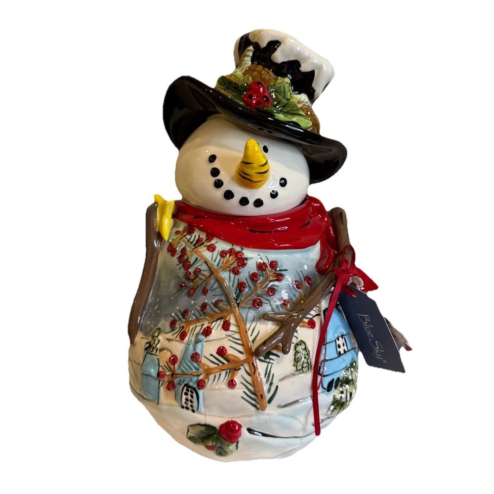 BLUE SKY CLAYWORKS CHRISTMAS SNOWMAN COOKIE JAR (NWT)